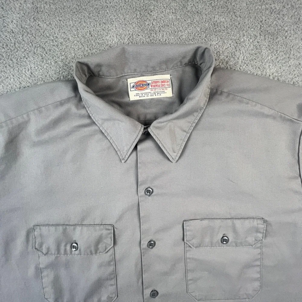 Dickies Work Shirt‎ Mens 2XL Long Sleeve Gray Twill Button Down Skater Workwear